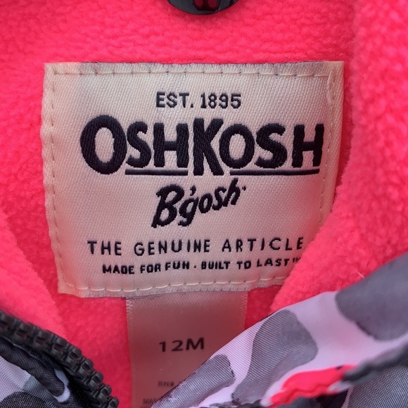 Osh Kosh 12 months polka dots pink grey coat - Picture 3 of 6